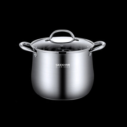 Pentola in acciaio inossidabile 304 da 24 cm di diametro Certificazione LFGB Pentola per stufato Pentola ultra spessa Stampaggio integrato Pentola per bollitura da cucina