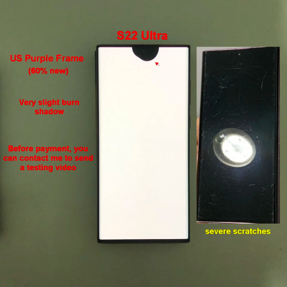 Display Super AMOLED per Samsung Galaxy S22 Ultra LCD SM-S908 S908U S908E, Schermo Touch Digitizer di Ricambio con Difetti