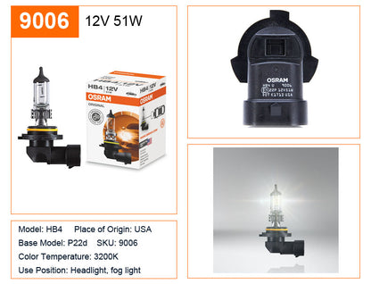 OSRAM 10 pz H4 H7 H11 HB3 HB4 Lampada Originale 3200 K Luce Frontale H8 H9 H16 9005 9006 Lampade Auto Lampadine Alogene Made in Germany USA