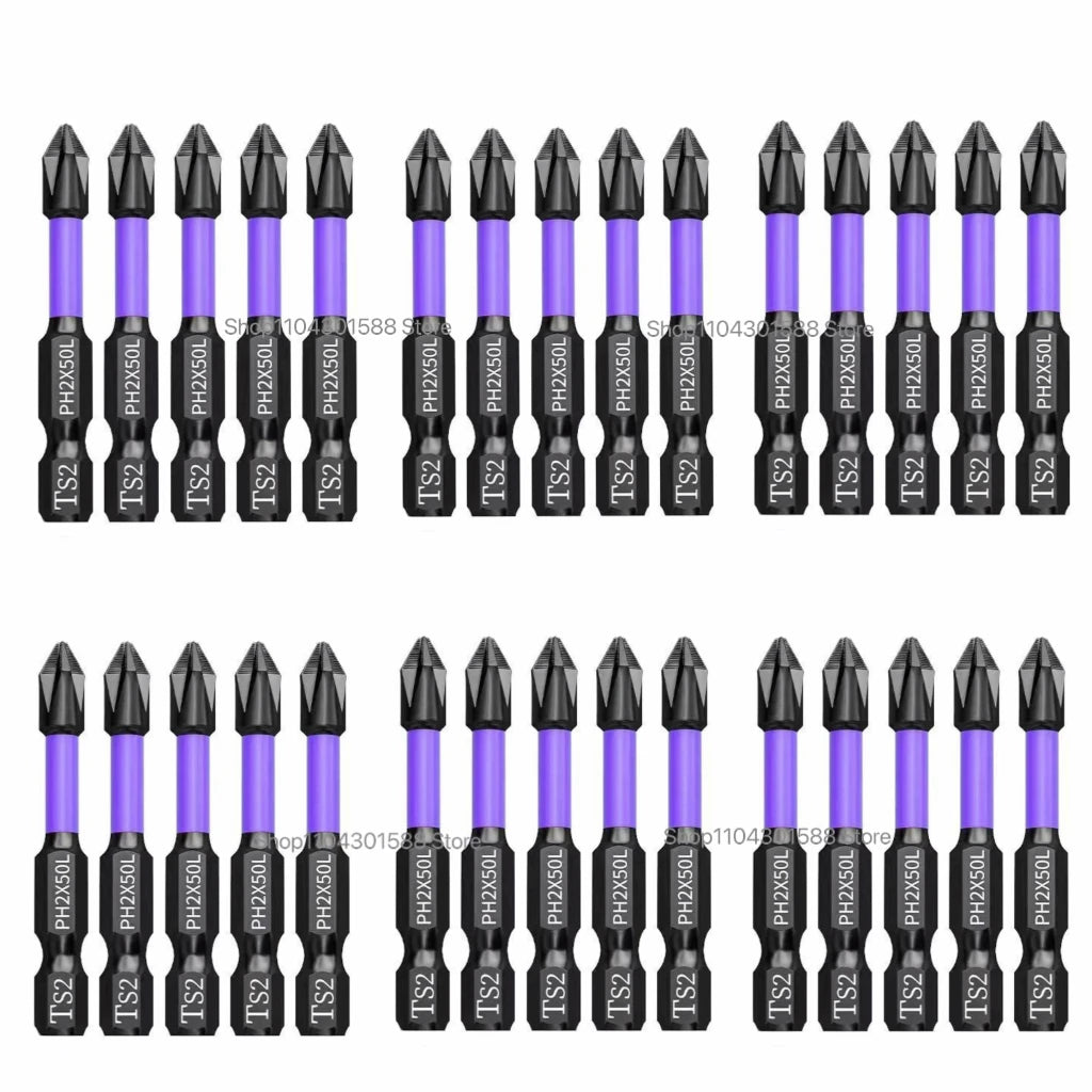 5-60PCS PH2 Set di punte per avvitatore a percussione Set di cacciaviti a croce magnetici Set di punte per trapano a percussione Vite Cacciavite a croce antiscivolo in acciaio legato