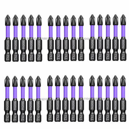 5-60PCS PH2 Set di punte per avvitatore a percussione Set di cacciaviti a croce magnetici Set di punte per trapano a percussione Vite Cacciavite a croce antiscivolo in acciaio legato