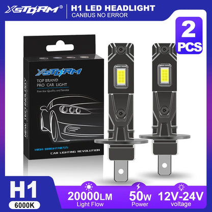 XSTORM H1 Lampadine LED H4 H7 per Fari Auto Canbus Senza Errori 50W 20000LM 6000K Luce Bianca per Abbaglianti e Anabbaglianti 12V 24V