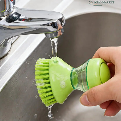 Spazzola per piatti con erogatore di sapone 2 in 1, dotata di spazzola integrata per la pulizia di pentole, padelle e lavelli, fornita con supporto da parete, strumento per la pulizia della cucina.
