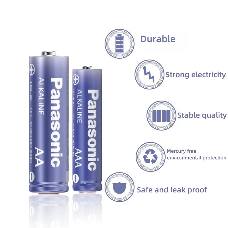 Batterie alcaline Panasonic AA/AAA da 1,5 V, adatte per fotocamere digitali, torce elettriche, lettori CD, mouse wireless, ecc.