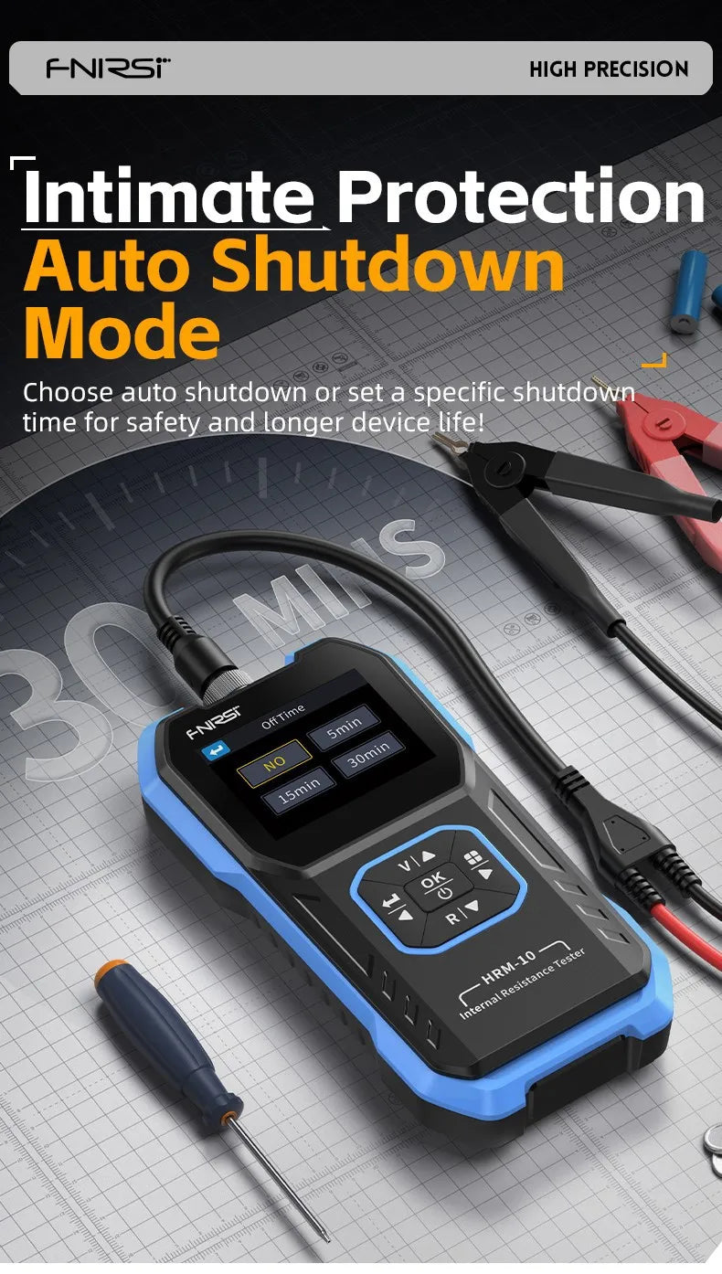 FNIRSI HRM-10 Tester di resistenza interna di tensione della batteria 18650 Tester di condensatori per batterie per auto con piombo al litio acido AC ad alta precisione
