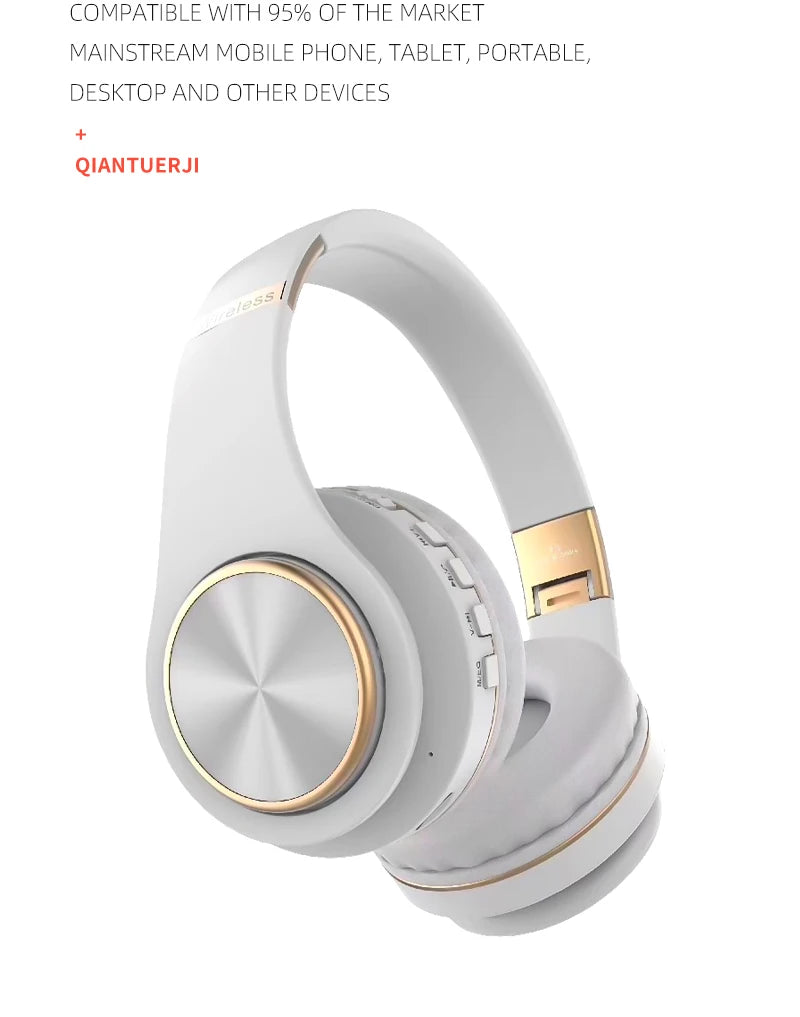 EOENKK T8 Cuffie wireless Bluetooth 5.3 con audio surround stereo, pieghevoli, per sport, a bassa latenza, per gaming, con riduzione del rumore