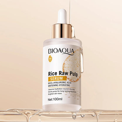 BIOAQUA Siero viso al riso bianco idratante antirughe antirughe anti-età sbiancante essenza viso cura della pelle per il viso