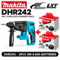 Trapano perforatore rotante SDS Plus Makita DHR242 18V LXT, senza spazzole, a batteria, capacità 24mm per calcestruzzo, 4700 IPM 2.0J, utensile elettrico professionale a 3 modalità, compatibile con BL1860B BL1850B BL1815, s