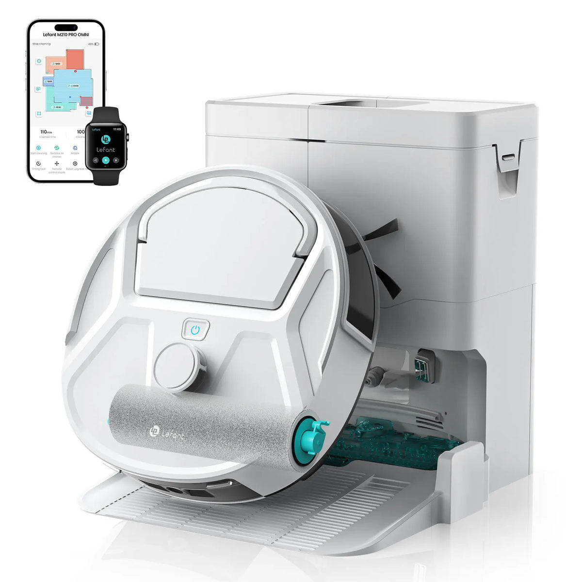 Robot aspirapolvere Lefant M265 con mappatura, 18000 Pa, rullo autopulente, lavaggio con acqua pulita, laser dToF, evita PSD, anti-groviglio, compatto, WiFi 2.4G/5G/Alexa/APP