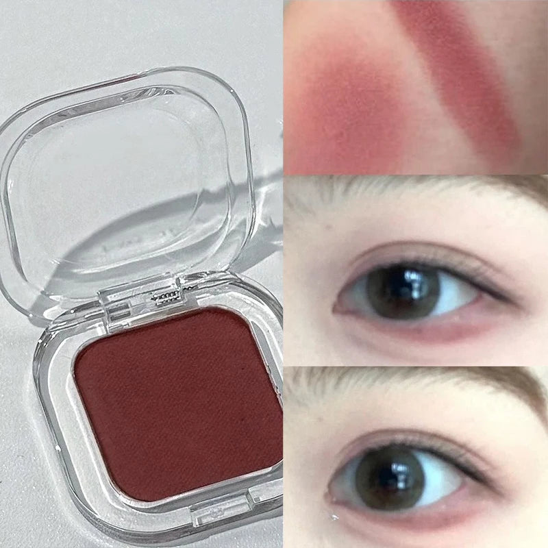 Palette Ombretto Monocromatico Rosso Marrone, Eyeliner in Polvere, Rosso Corallo Opaco Setoso, Eyeliner Effetto Baco, Impermeabile, Trucco Aegyo-sal