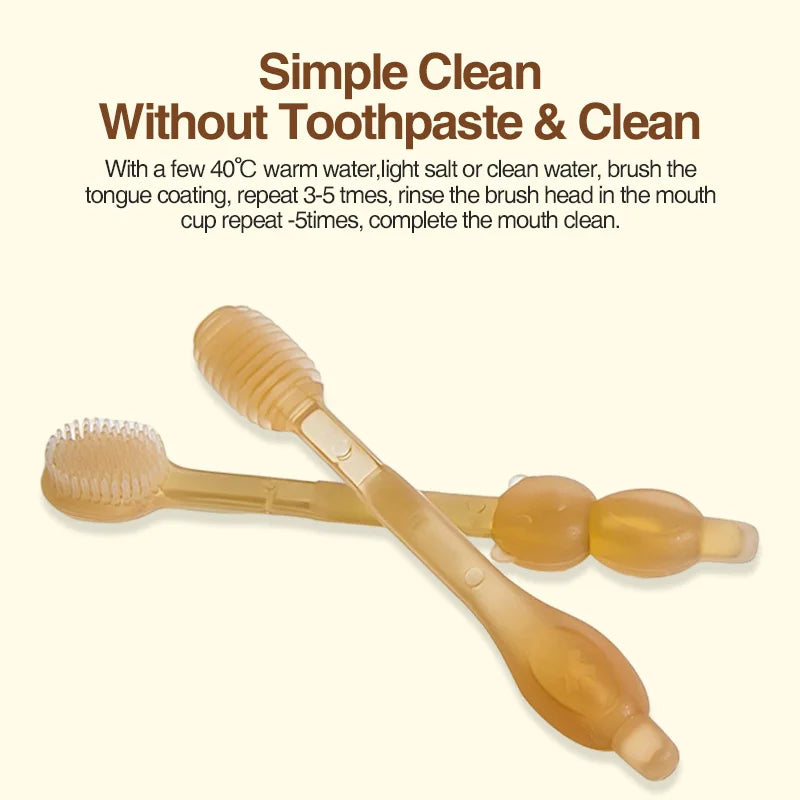 MAMIJOY 3-in-1 Spazzolino per lingua in silicone per bambini Infantile per bambini Igiene orale Spazzolino da denti Spazzolino da denti per addestramento con coperchio BPA gratuito BY11