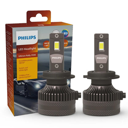 Philips LED 15000lm Ultinon Rally 3590 H4 H7 H8 H11 HB3 HB4 H19 HIR2 H1 Faro per auto 6500K Bianco Potenza massima 180W 12V 4200K U359N