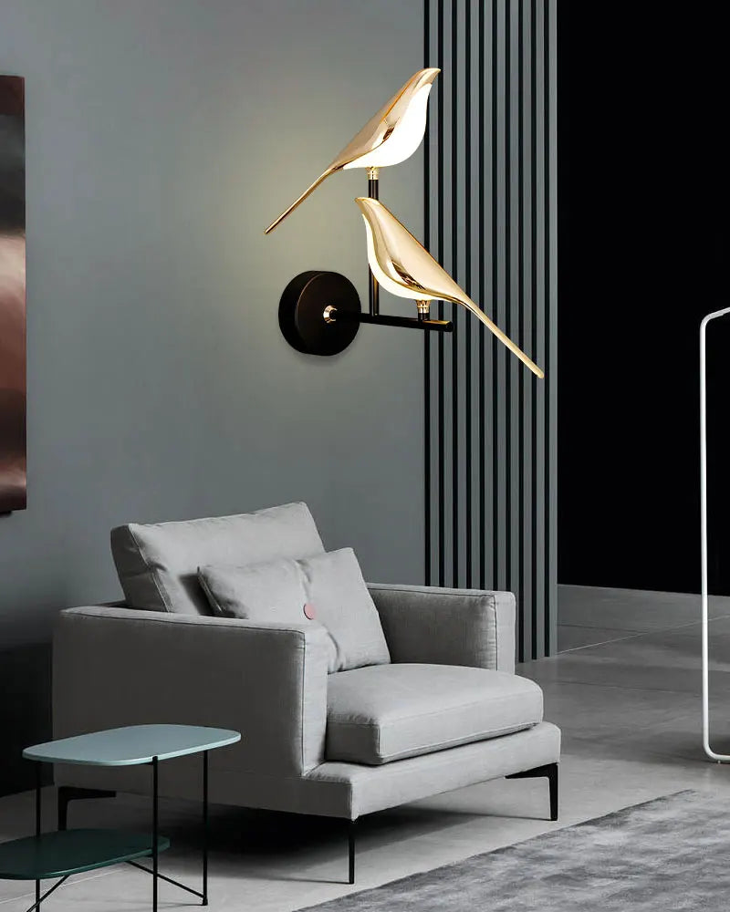 Lampade da Parete LED Girevoli a Forma di Uccello Magpie con Spina EU/US per Comodino, Camera da Letto, Lampade da Parete Nordiche, Applique per Cucina e Sala da Pranzo