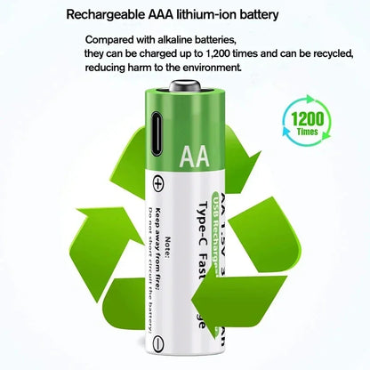 2026 NUOVA Batteria agli Ioni di Litio Tipo-C Ricaricabile ad Alta Capacità AA&AAA per Telecomando, Mouse, Giocattoli Elettrici
