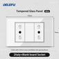 DELEFU Presa a Muro in Vetro Temperato Bianco Italia USB Tipo C Ricarica Rapida Interruttore Schuko TV Satellitare Citofono Cile