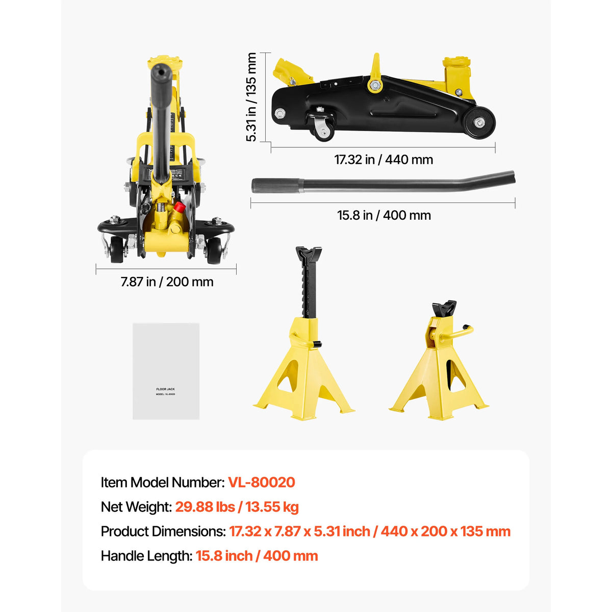 SucceBuy Cric Idraulico a Basso Profilo 1.5/2T in Acciaio con Supporti, Sollevatore Idraulico per Auto e SUV Compatti