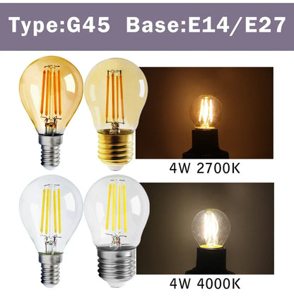 Confezione da 10 lampadine a filamento LED per E27 B22 220V 240V 4W 6W 9W Lampadine a LED bianche calde Lampada in vetro vintage