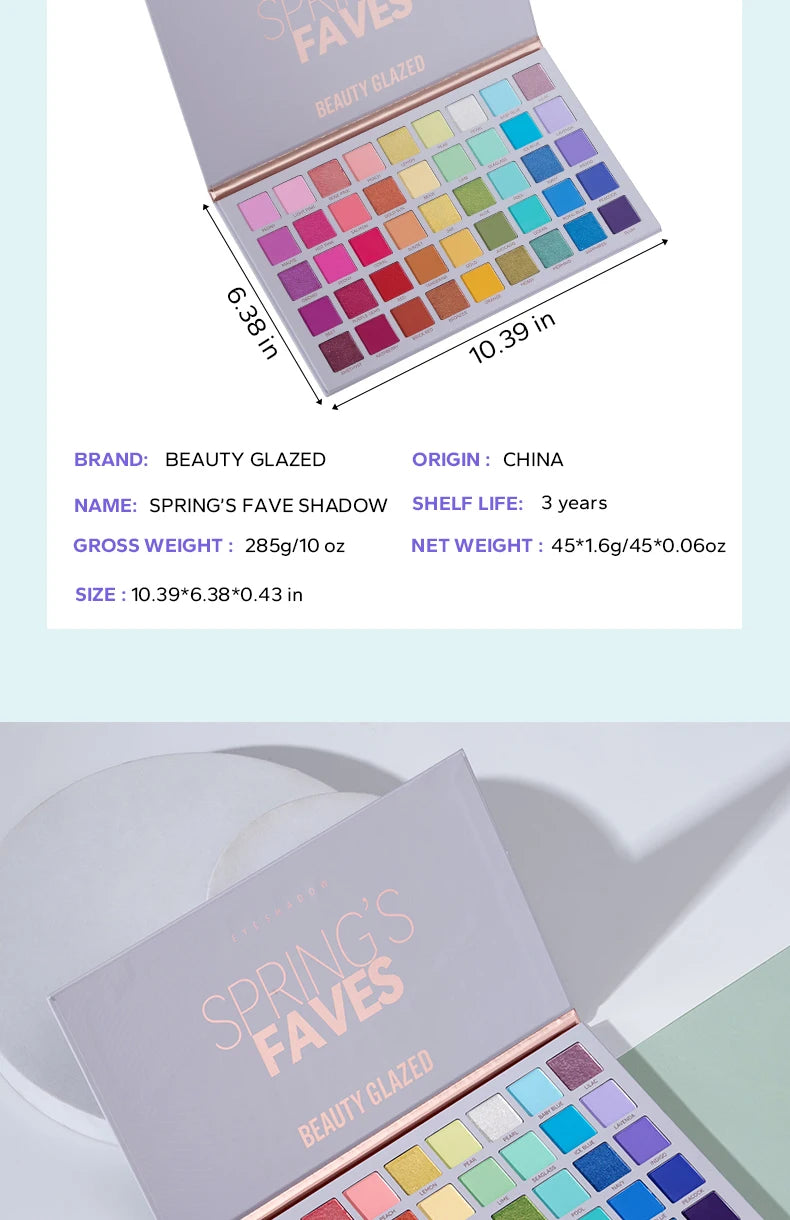 Beauty GlazedSpring's Faves BePerfect Beauty Palette di ombretti impermeabili Evidenziatore luccicante e trucco smaltato per contorno occhi
