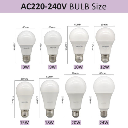 20 Lampadine LED E27 AC 220V 8W 9W 10W 12W 15W 18W 24W Luce Calda e Fredda 3000K 4000K 6000K per Illuminazione Domestica