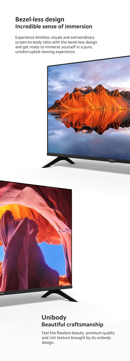 Xiaomi TV A 32, dimensioni compatte con schermo colorato, suono dinamico con audio Dolby ™ , DTS-X e DTS Virtuale:X, Fini metallici di fascia alta