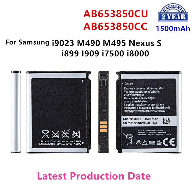 Nuovissima batteria AB653850CU AB653850CC 1500mAh per Samsung i9023 M490 M495 Nexus S i899 I909 i7500 i8000
