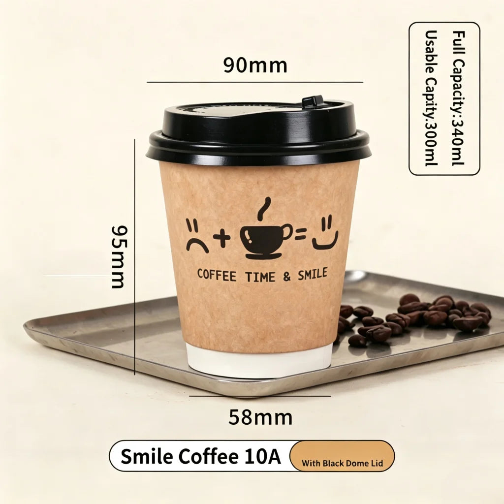 50 bicchieri di carta kraft usa e getta da 8/10/14oz, a doppia parete, isolati, per caffè, tè, latte e succhi, ideali per caffetterie e negozi.