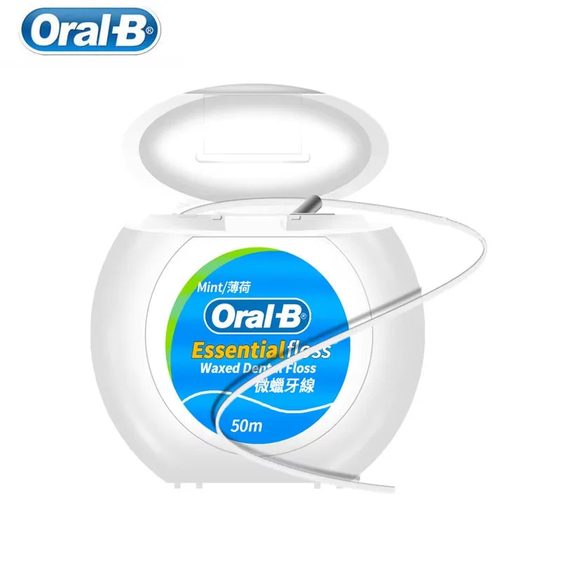 Filo Interdentale Oral B Essential Senza Cera, 2 Confezioni da 50m Ciascuna, per Pulizia Interdentale e Cura delle Gengive