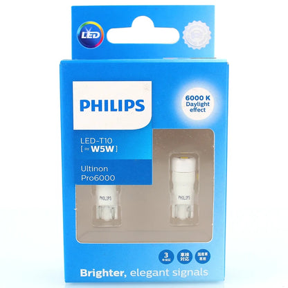 Philips LED T10 W5W Ultinon Pro6000 4000K 6000K Bianco Luminoso Interni Auto Lampade Indicatori di direzione No Flash Sfarfallio Senza Errori
