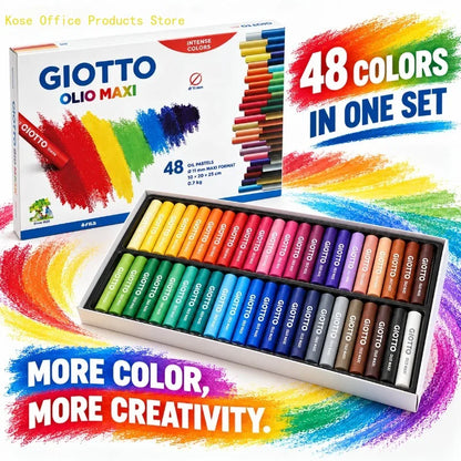Kit di pastelli a olio GIOTTO, 48 pezzi, con colori intensi e pastelli di grandi dimensioni (11 mm) per pittura, lezioni di arte, scuola, uso domestico e progetti creativi.