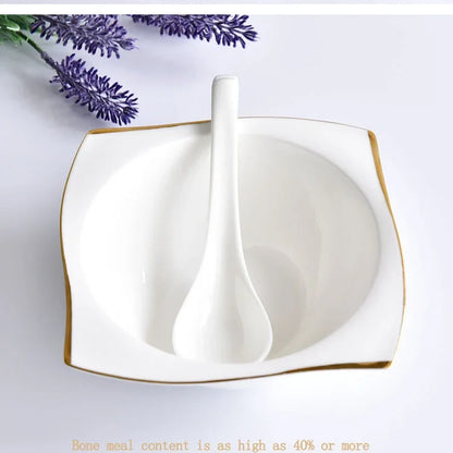 Set di Piatti in Ceramica, Stoviglie in Porcellana Bone China, Set Creativo di Piatti e Vassoi Phnom Penh, Piatti Quadrati, Servizio da Tavola per Cucina