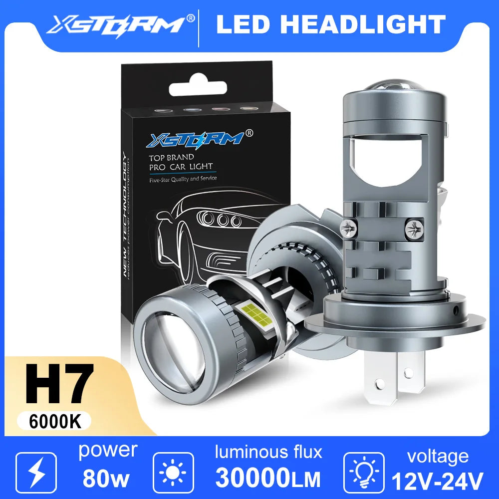 Fari a LED XSTORM H7 con Lente Proiettore 80W 30000LM Lampadine Auto 9005 9006 H11 LED Canbus Lampade per Auto e Moto Plug & Play