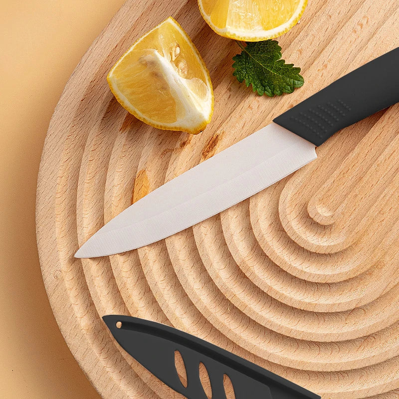 Coltello in ceramica da 3/4/5 pollici resistente all'ossidazione e senza ruggine, con custodia, portatile, per la preparazione di alimenti per neonati e bambini.
