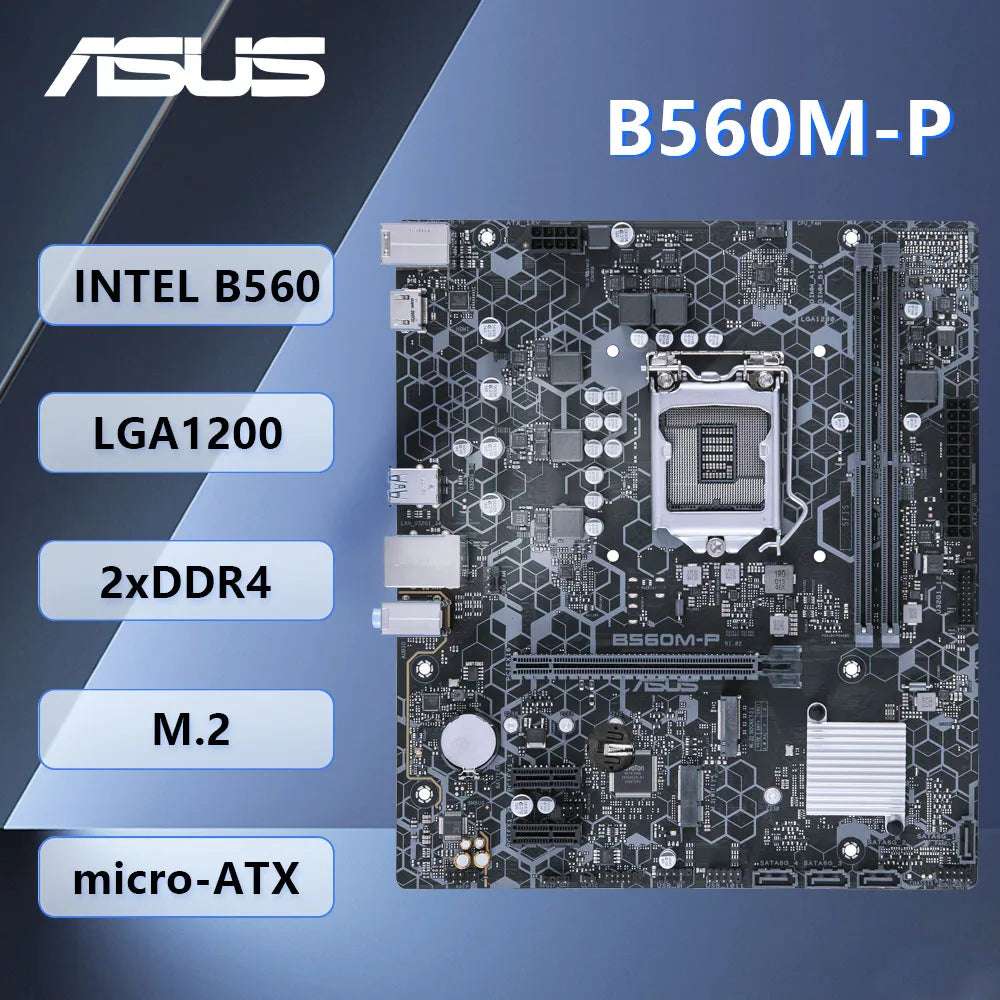 Scheda madre ASUS B560M-P LGA1200 DDR4 Intel B560 con supporto M.2 per CPU Core i3-10100F, Core i3-10300, Core i5-11500, Core i7-10700