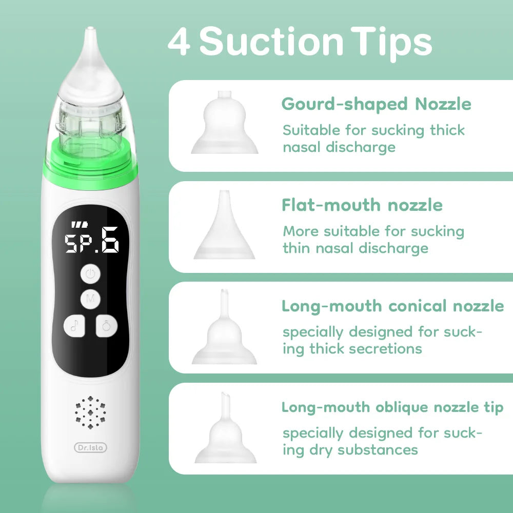 MAMIJOY Bambino Naso Cleaner Silicone Aspirazione Regolabile Elettrico Bambino Aspiratore Nasale Sicurezza Conveniente A Basso Rumore U94