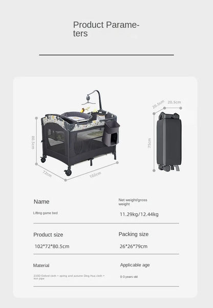 Culla per neonati 3 in 1, lettino da affiancare al letto, box portatile da viaggio con fasciatoio e giocattoli