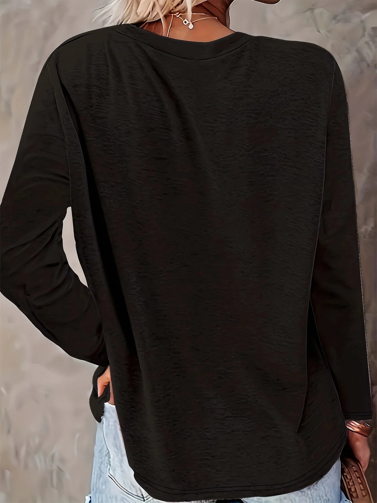 T-shirt da donna in 100% puro cotone, ideale per la primavera e l’autunno, comoda, casual, a maniche lunghe, con stampa grafica a tema parigino e scollo rotondo.