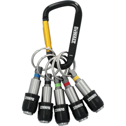 Set di Portabiti a Portachiavi DEWALT, Attacco Esagonale da 1/4'', Portabiti in Metallo Autobloccante Durevole, DWAFHLDKC5