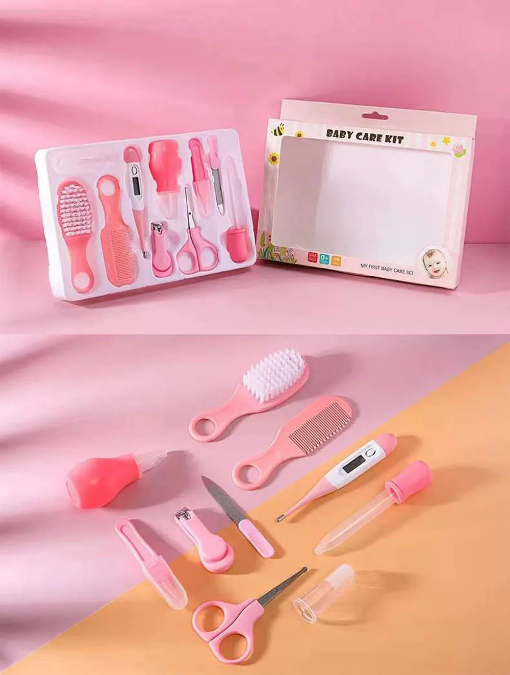 10 Pz/set Kit Assistenza Sanitaria Per Bambini Unghie Capelli Assistenza Sanitaria Termometro Spazzola Per Toelettatura Clipper Massaggiagengive Spazzolino Da Denti Elementi Essenziali Per Bambini