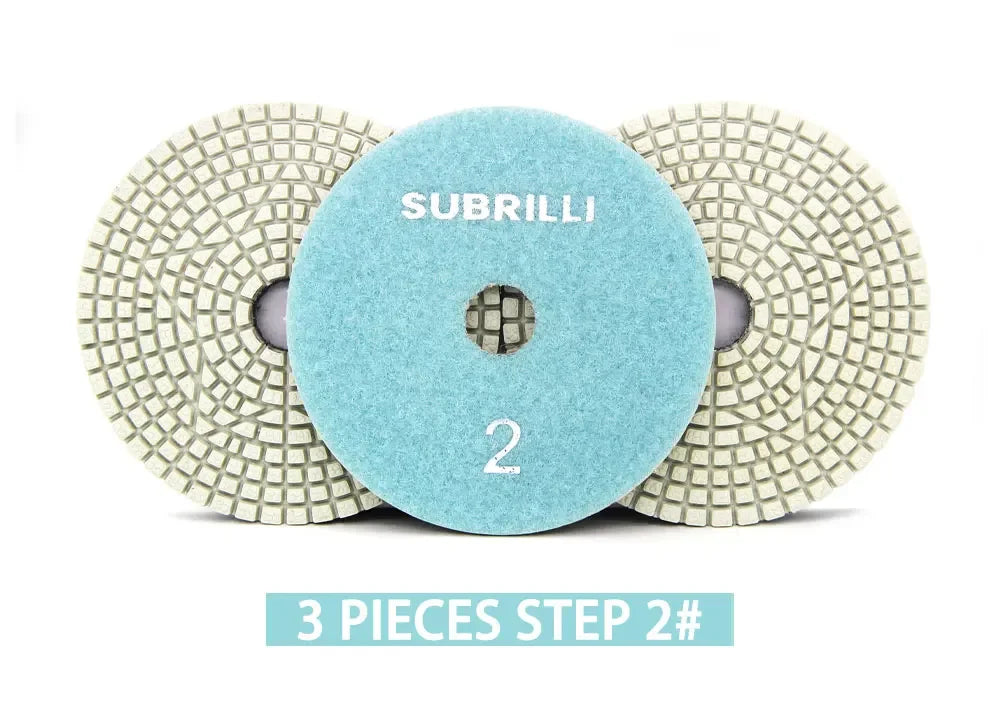 Set di 3 Dischi Flessibili Diamantati da 4 Pollici per Lucidatura in 3 Fasi, per Granito, Marmo, Pietra e Calcestruzzo, Set di Utensili Abrasivi da 100mm