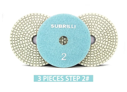 Set di 3 Dischi Flessibili Diamantati da 4 Pollici per Lucidatura in 3 Fasi, per Granito, Marmo, Pietra e Calcestruzzo, Set di Utensili Abrasivi da 100mm
