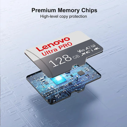 Scheda di memoria MicroSD ad alta velocità Lenovo, scheda TF, 1T, 128GB, 256GB, 512GB, classe A2, stabile, per registrazioni 4K, compatibile con DJI Pocket4 Action Cam.