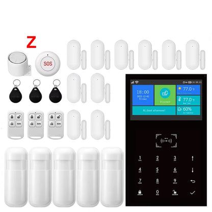 PG109 Sistema di Allarme Antifurto WiFi GSM da 4,3 Pollici per Casa, Compatibile con App Tuya, Controllo con Display della Temperatura