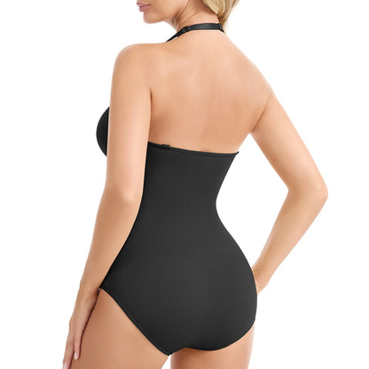 Body modellante da donna con controllo addominale, scollo all'americana, imbottito, modellante, senza schiena, copertura totale, intimo.