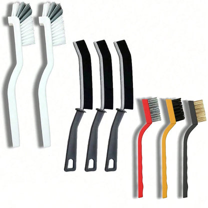 Set di 8/9 Spazzole per Pulizia Fessure, Accessori Multiuso a Setole Rigide per Cucina, Bagno, Angoli, Fughe, Lavandino