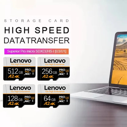 Scheda di memoria Micro SDXC UHS-I ad alta velocità Lenovo, 512 GB/1 TB, 256 GB, classe 10, V30, scheda TF Flash A2 per smartphone, fotocamere e droni.
