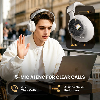 Cuffie Over-Ear HAYLOU FlowLoop S33 con Cancellazione Attiva del Rumore 45dB, Audio Hi-Res LDAC, Auricolari Bluetooth Wireless, 100 Ore di Autonomia