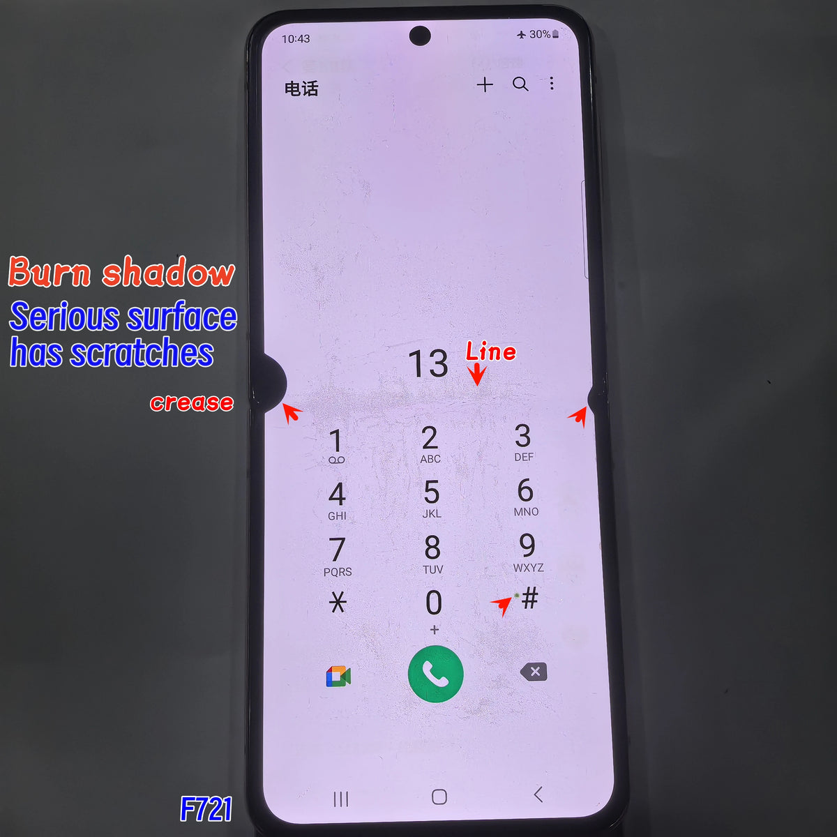 Display LCD Super AMOLED da 6.7'' 100% Testato per Samsung Z Flip 4 SM-F7210 F721 F721W F721U, Schermo Touch Sostitutivo Con Difetti