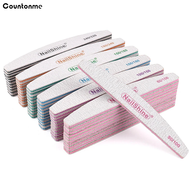 50 pz Lima per unghie in acrilico Forte carta vetrata Blocco tampone per unghie per manicure Lime a ongle 80/100/150/180/240/320 Lime per barche lavabili