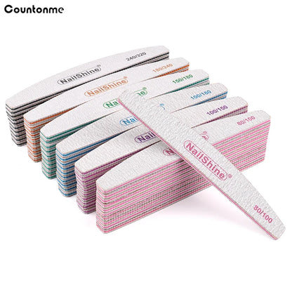 50 pz Lima per unghie in acrilico Forte carta vetrata Blocco tampone per unghie per manicure Lime a ongle 80/100/150/180/240/320 Lime per barche lavabili