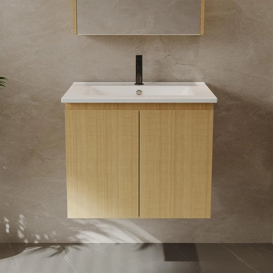 Mobile Bagno con Doppia Anta e Lavabo da 60 cm - Lavabo Sospeso con Base, Lavabo in Ceramica da 60 cm